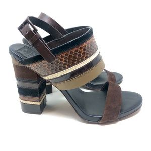 Tory Burch Brown and Black Heeled Sandals